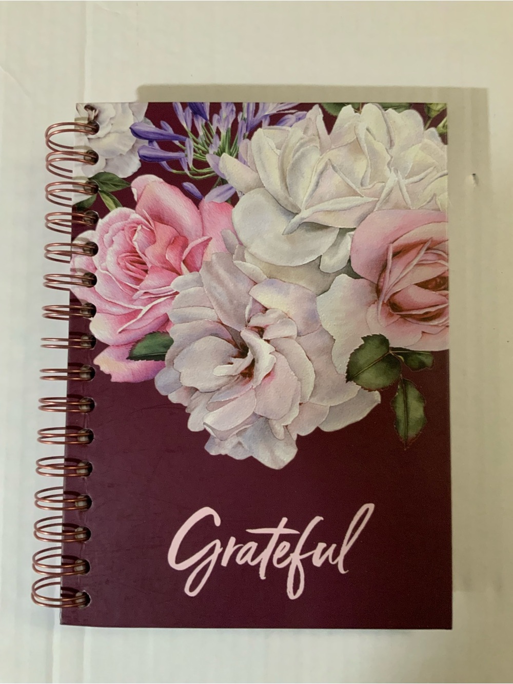 Grateful Floral Spiral Notebook - Plum & Pink